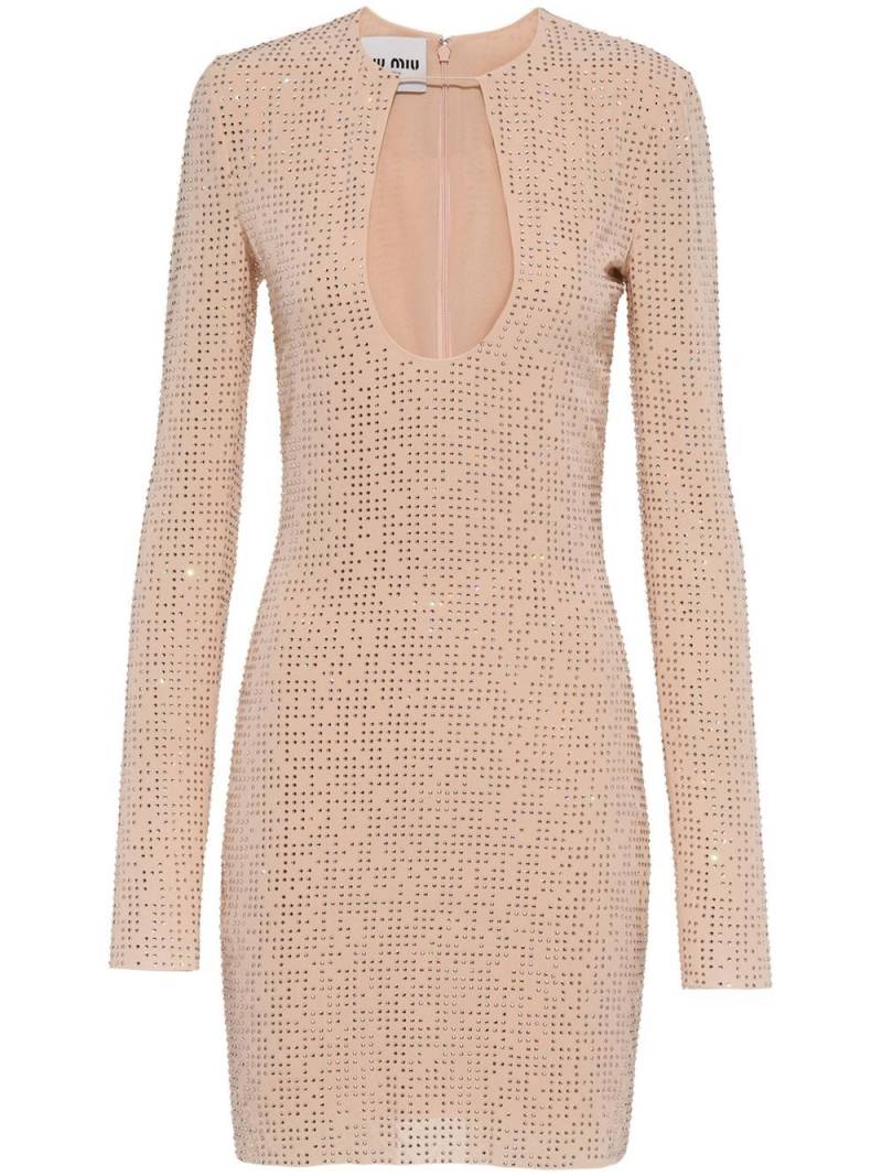 Miu Miu embroidered georgette mini dress - Neutrals von Miu Miu