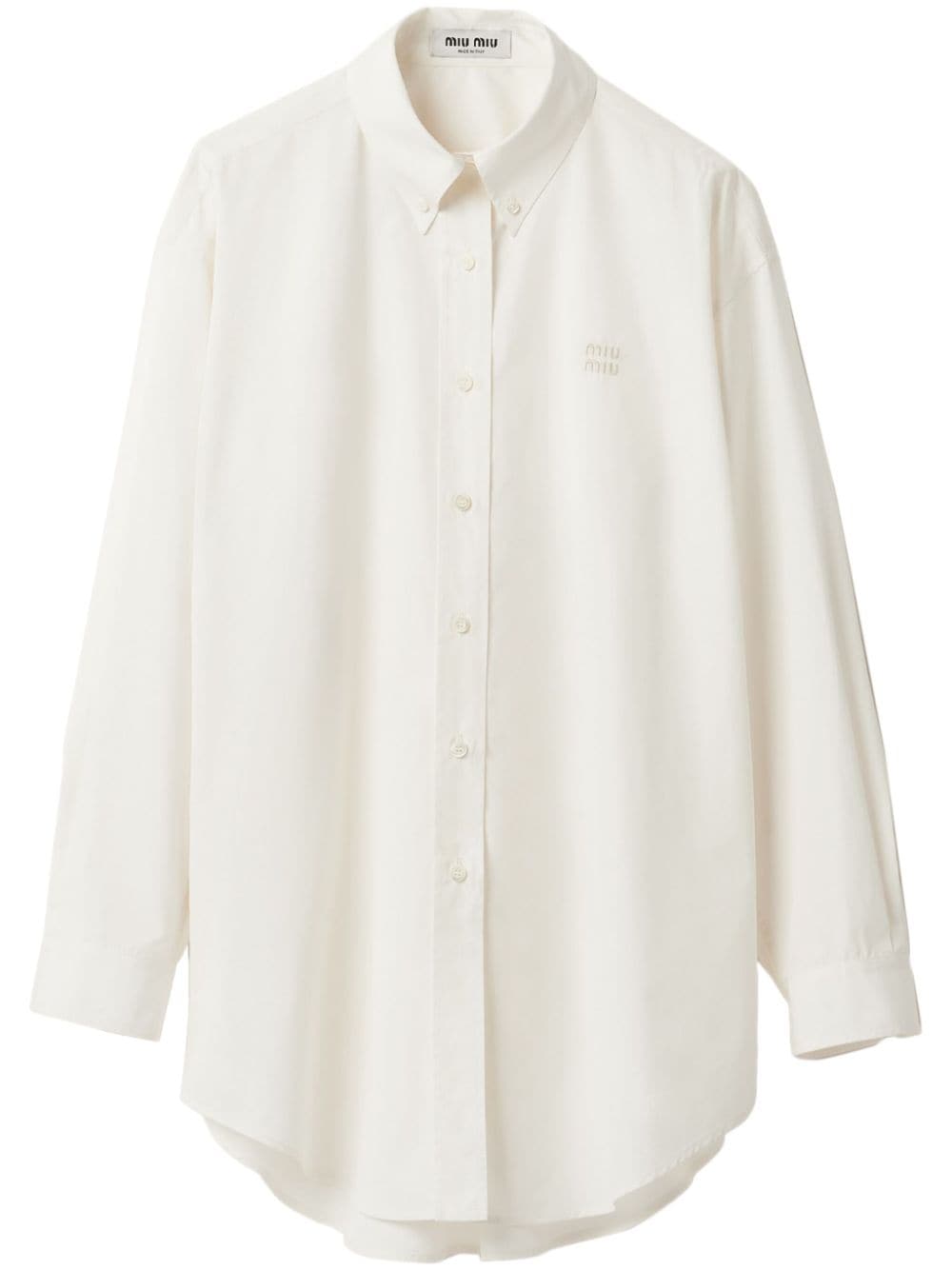 Miu Miu embroidered-logo cotton shirt - Neutrals von Miu Miu