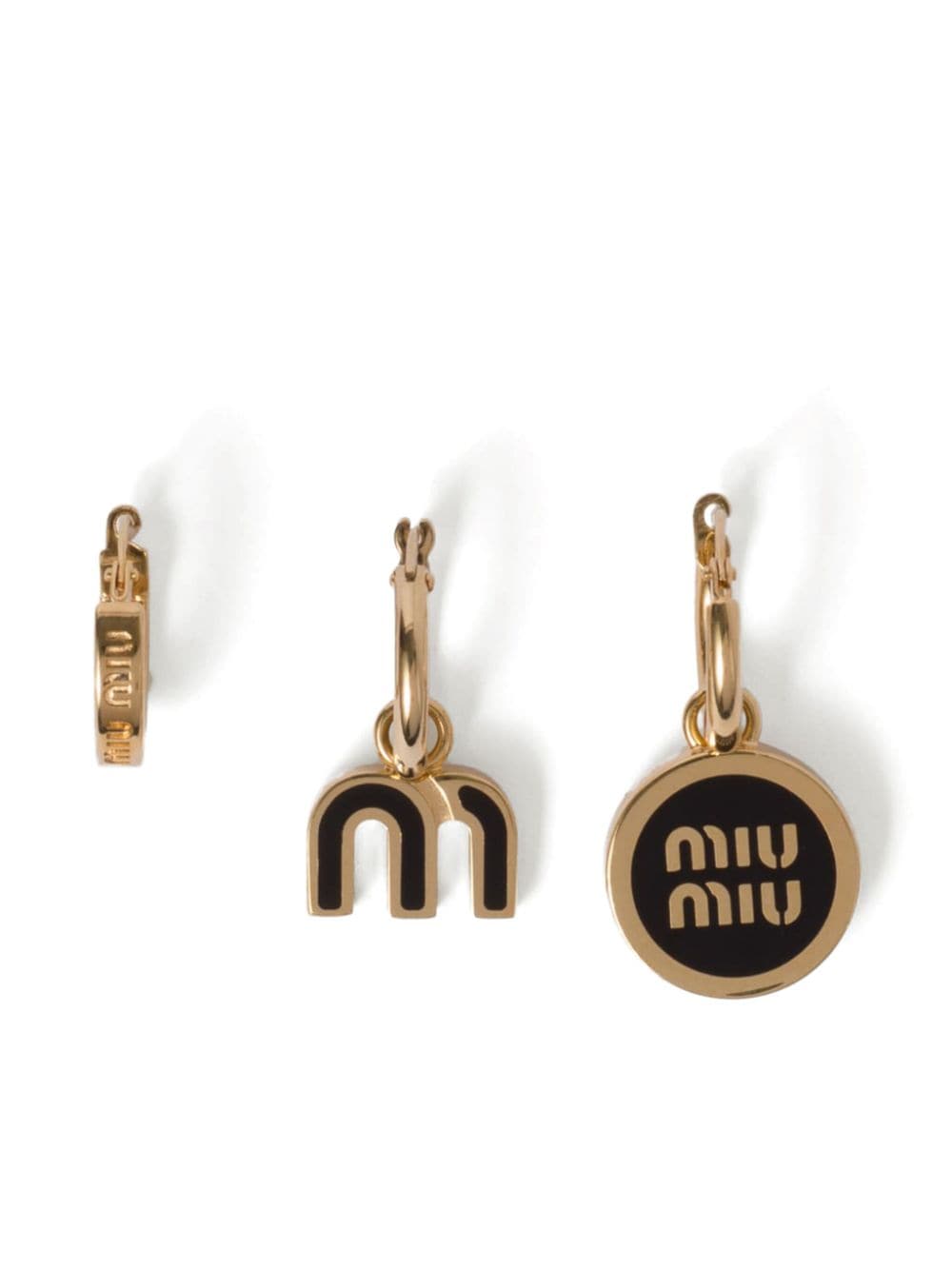 Miu Miu enamel hoop earrings (set of three) - Black von Miu Miu