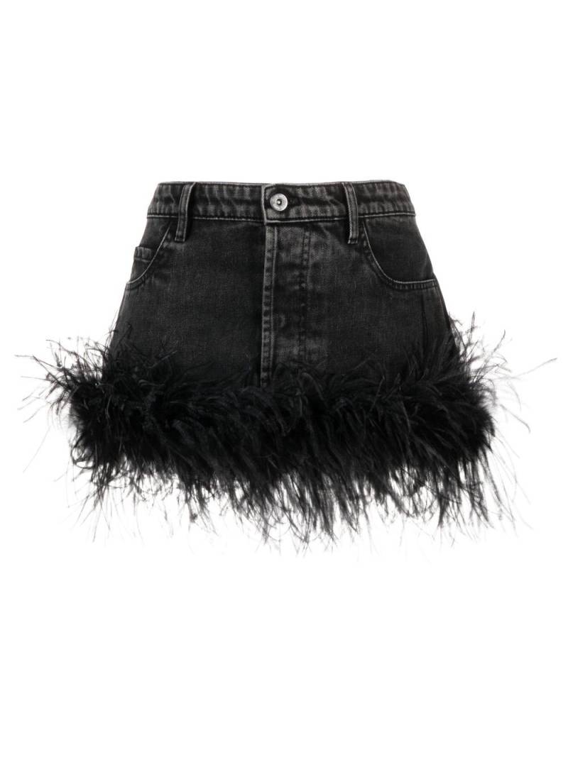 Miu Miu feather denim skirt - Black von Miu Miu