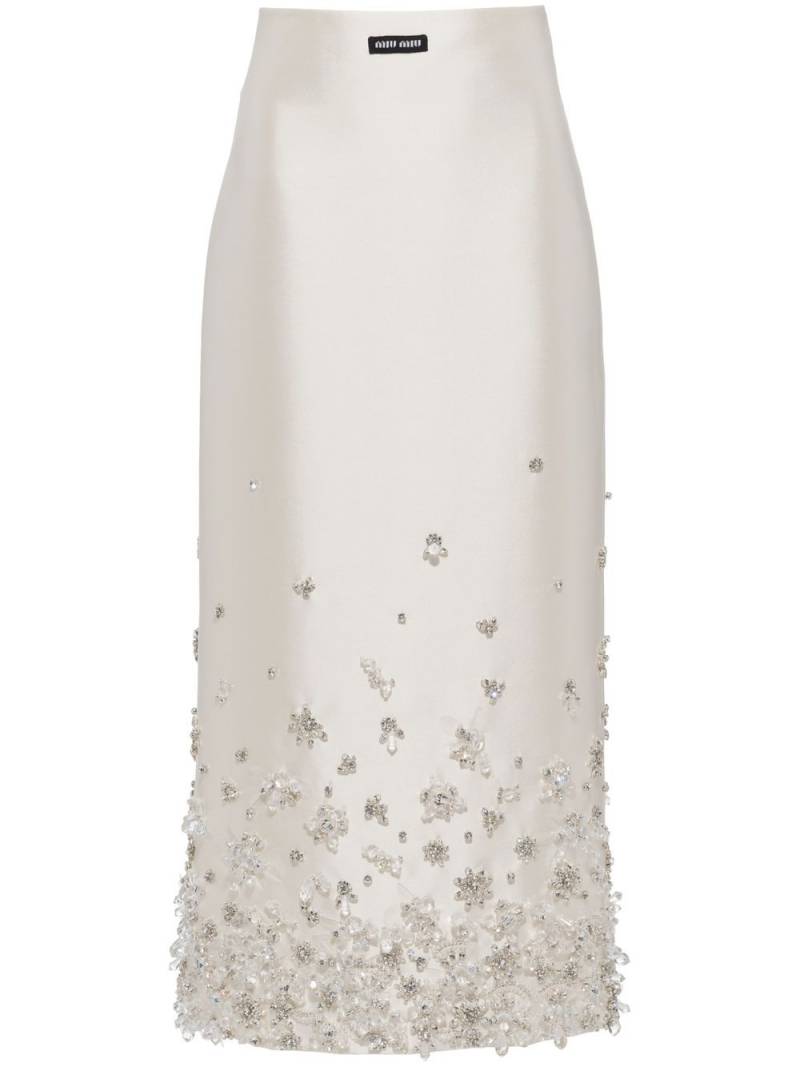 Miu Miu floral-embellished midi skirt - White von Miu Miu