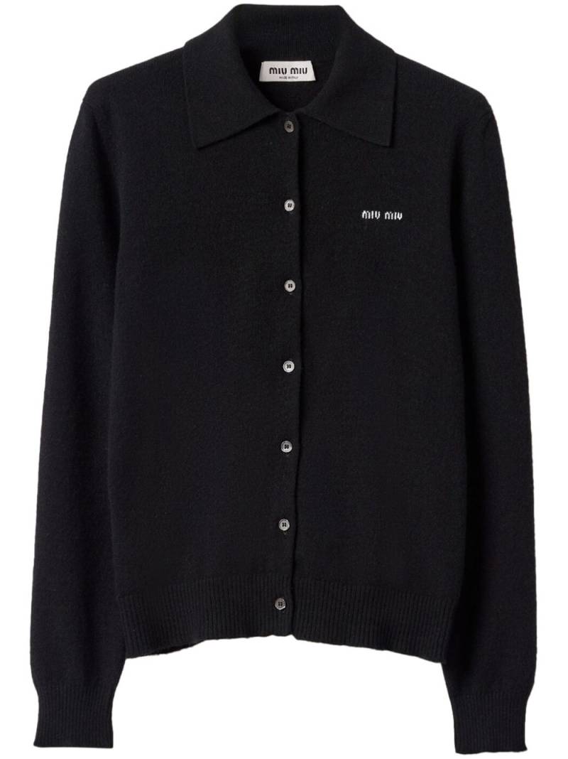 Miu Miu intarsia-knit logo cashmere cardigan - Black von Miu Miu