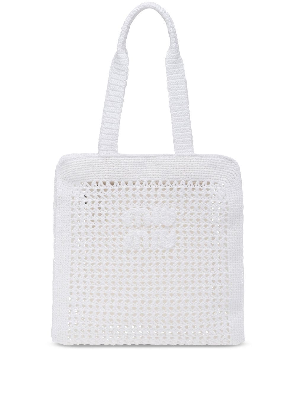 Miu Miu interwoven straw tote bag - White von Miu Miu