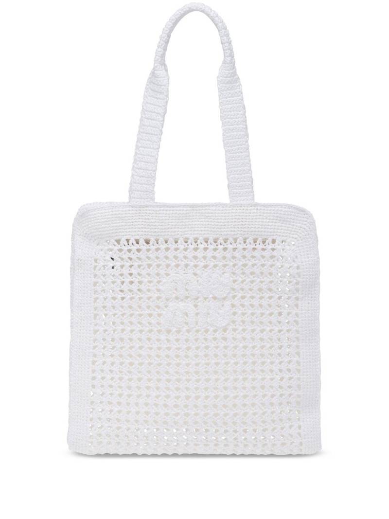 Miu Miu interwoven straw tote bag - White von Miu Miu