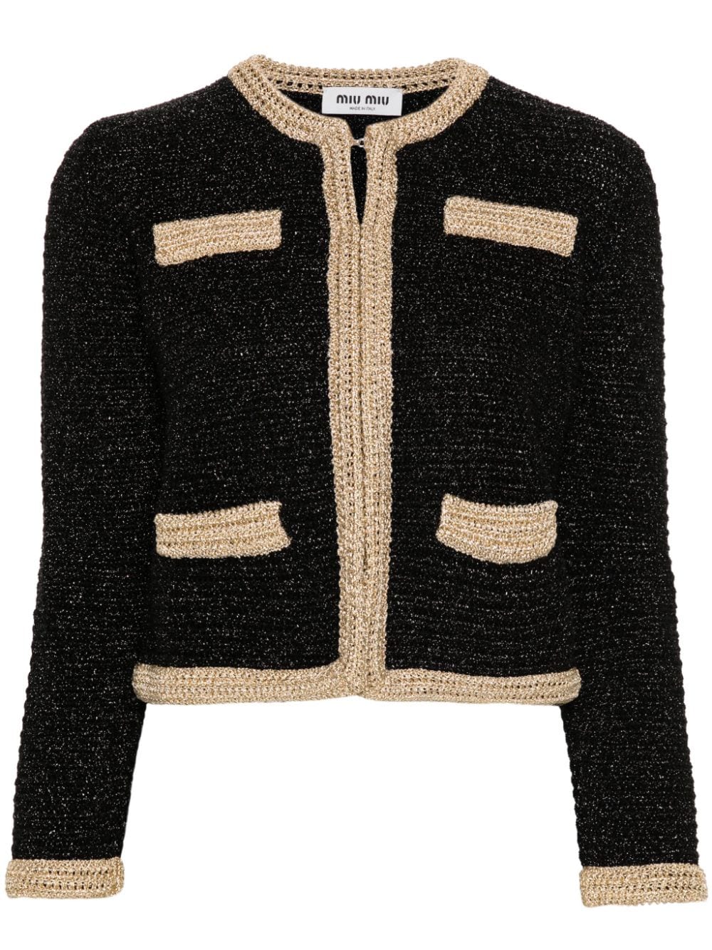 Miu Miu lamé crochet cardigan - Black von Miu Miu