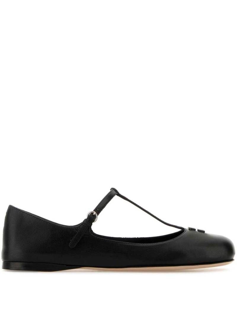 Miu Miu leather ballerina shoes - Black von Miu Miu