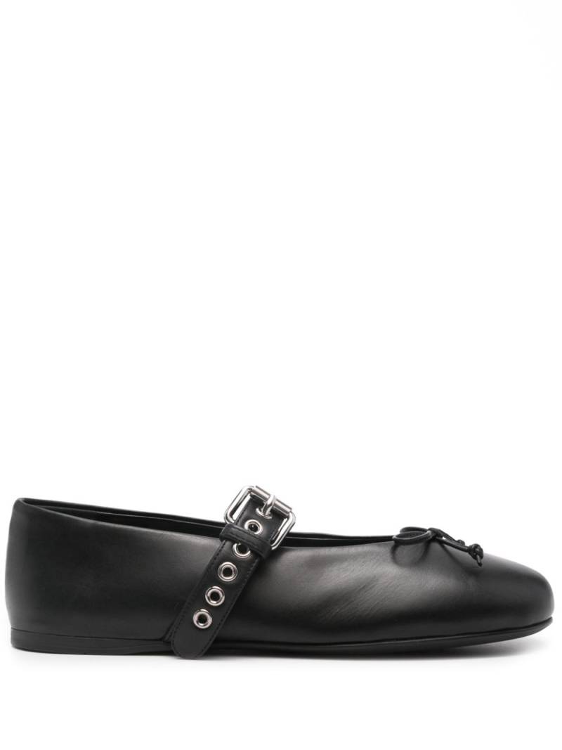 Miu Miu leather ballerina shoes - Black von Miu Miu