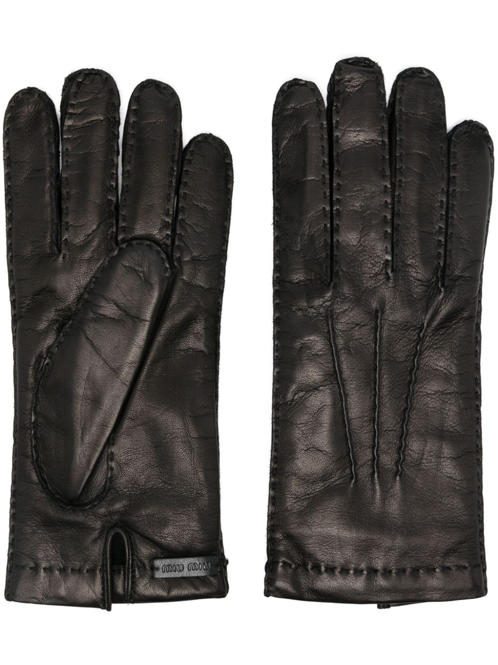 Miu Miu leather gloves - Black von Miu Miu