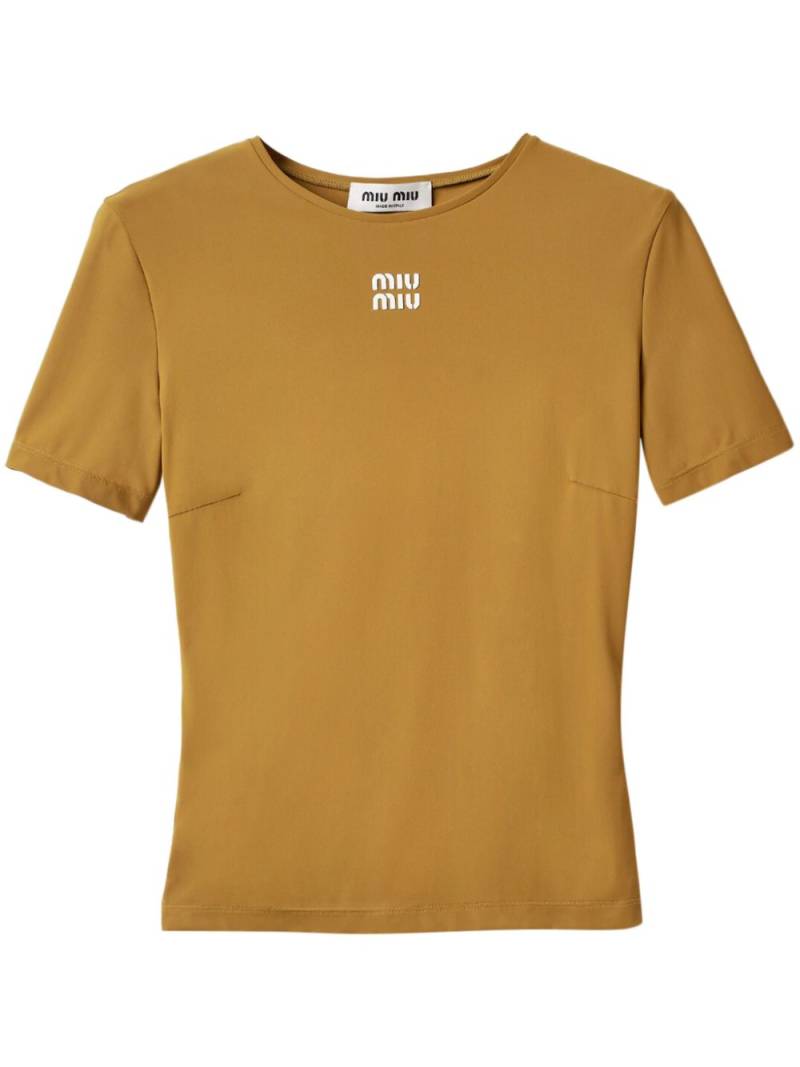 Miu Miu logo-appliquéd T-shirt - Green von Miu Miu