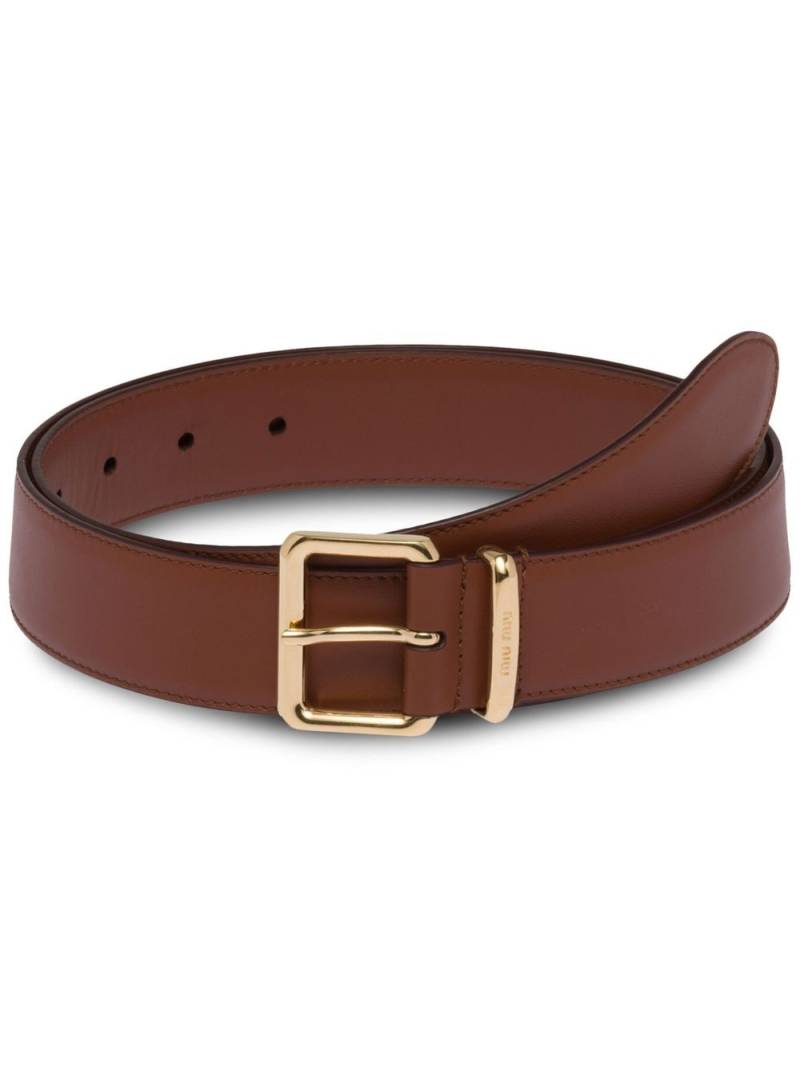 Miu Miu logo buckle belt - Brown von Miu Miu