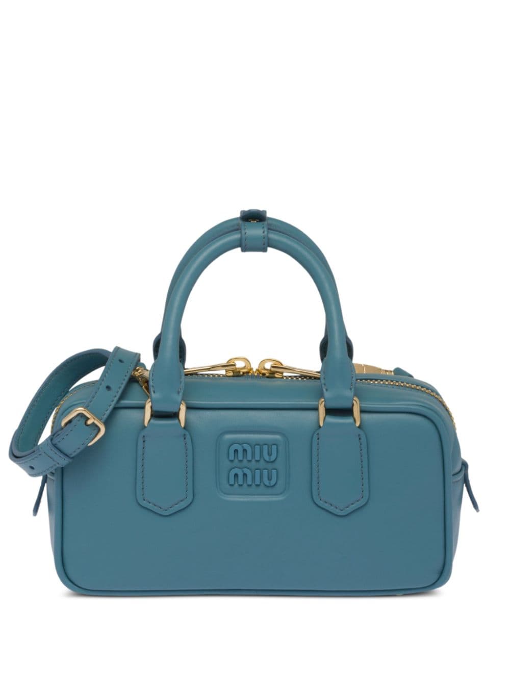 Miu Miu logo-embossed leather mini bag - Blue von Miu Miu