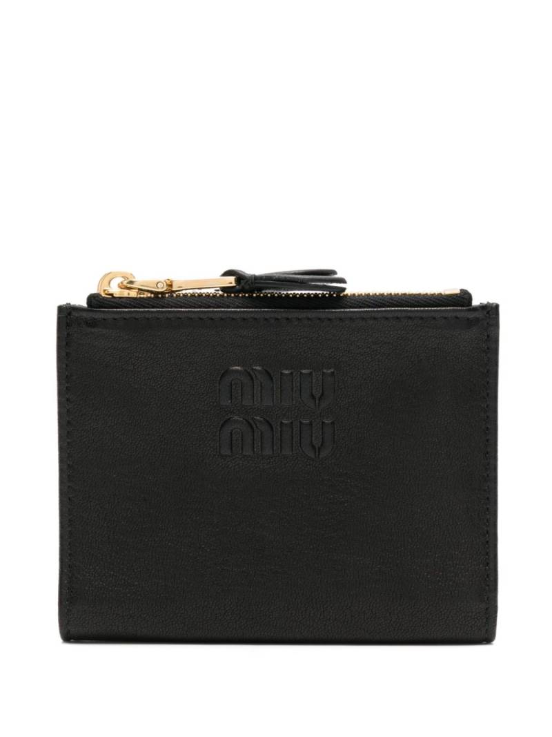 Miu Miu logo-embossed leather wallet - Black von Miu Miu