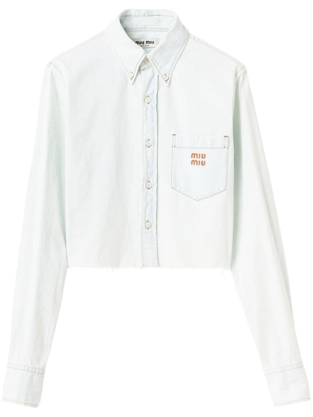 Miu Miu logo-embroidered denim shirt - Blue von Miu Miu