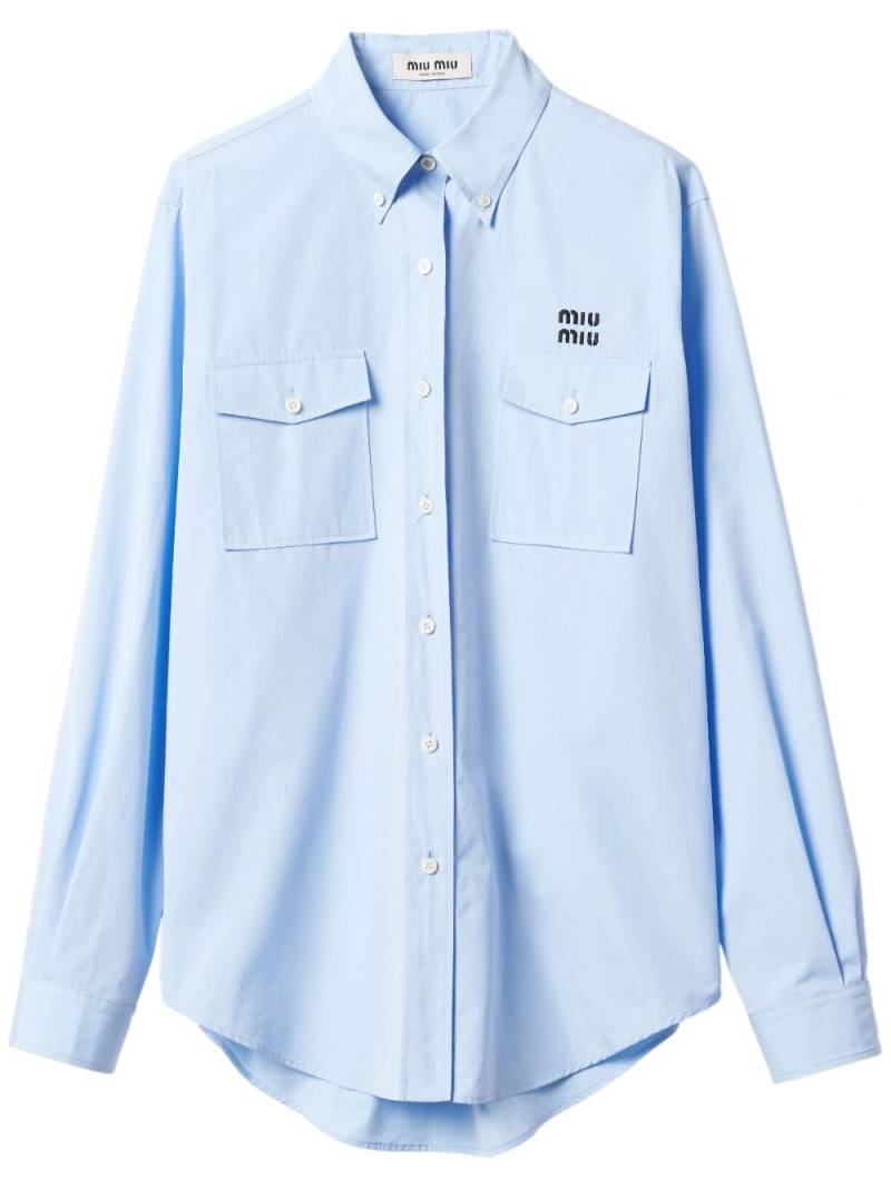 Miu Miu logo-embroidered flap-pocket shirt - Blue von Miu Miu