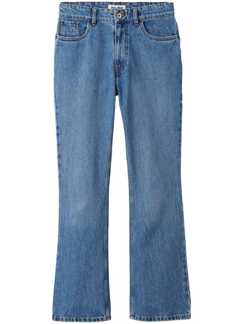 Miu Miu logo-embroidered flared jeans - Blue von Miu Miu