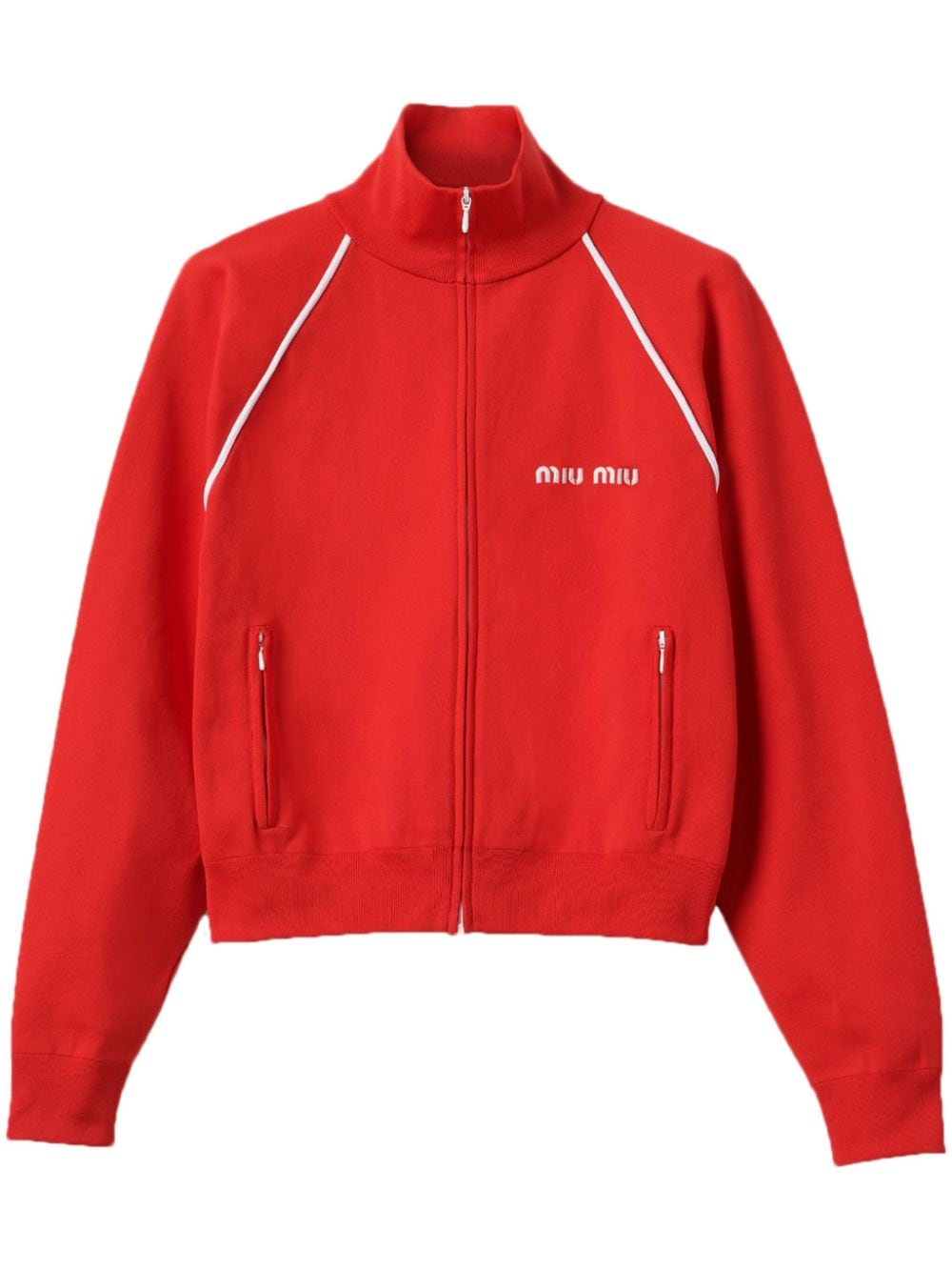 Miu Miu logo-embroidered fleece cardigan von Miu Miu