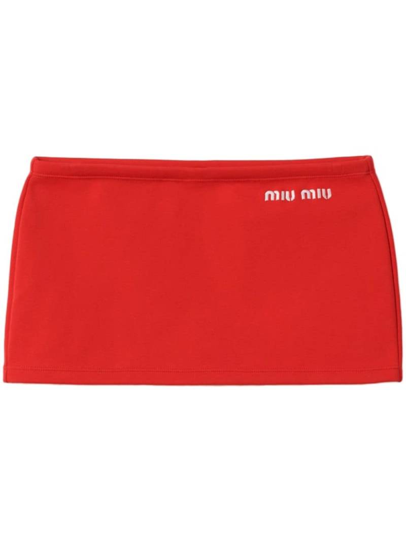 Miu Miu logo-embroidered low-rise miniskirt von Miu Miu