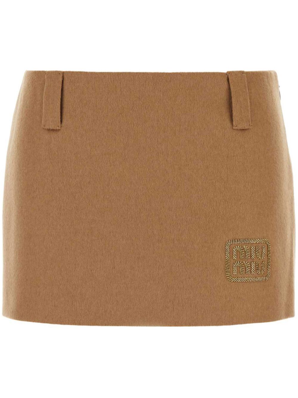 Miu Miu logo-embroidered mini skirt - Brown von Miu Miu