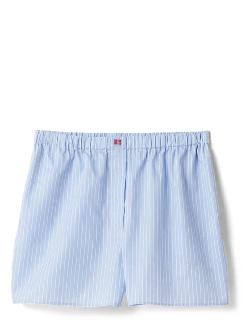 Miu Miu logo-embroidered striped boxer shorts - Blue von Miu Miu