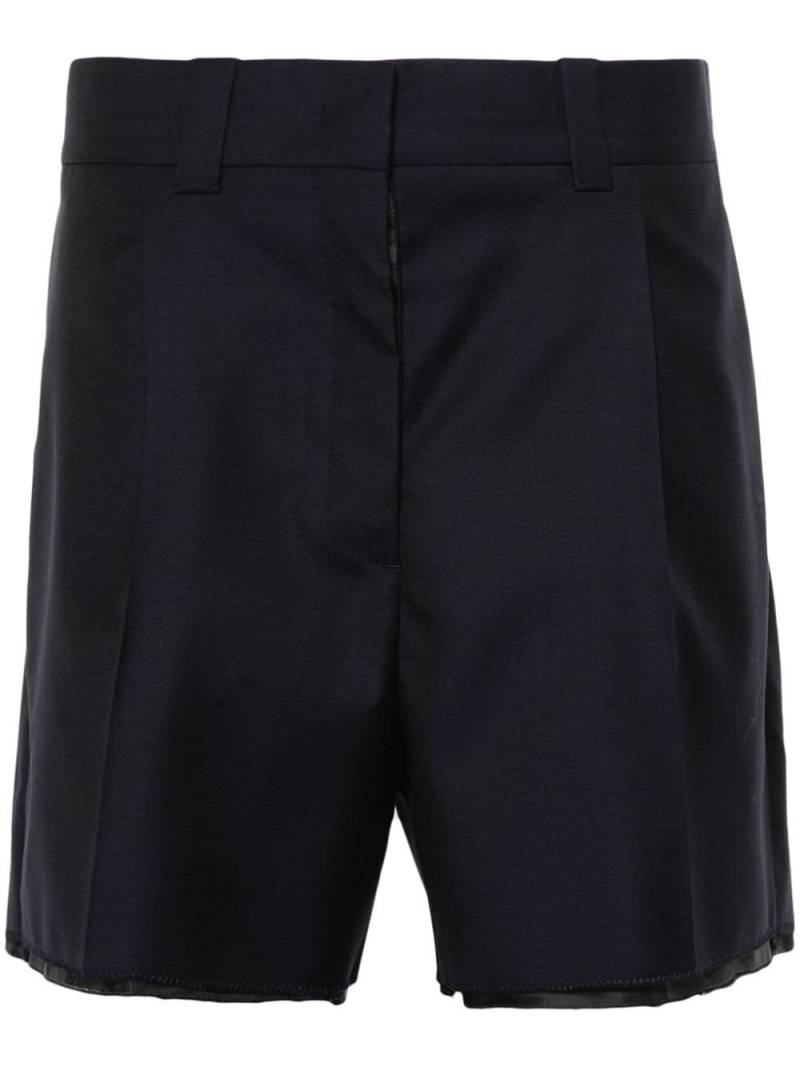 Miu Miu logo-embroidered wool shorts - Blue von Miu Miu