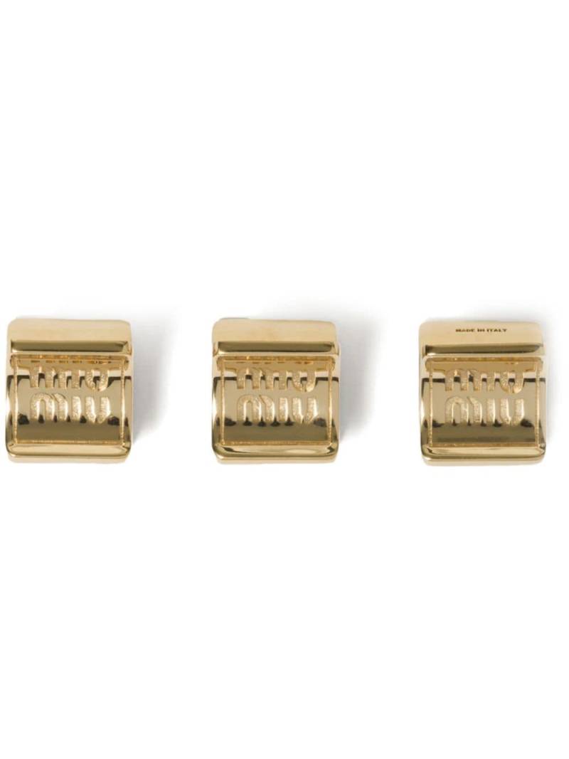 Miu Miu logo-engraved claw clips - Gold von Miu Miu