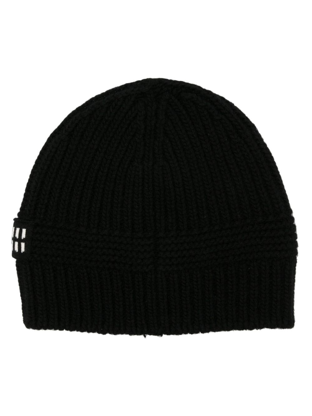 Miu Miu logo-intarsia cable-knit beanie - Black von Miu Miu