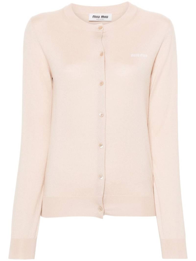 Miu Miu logo-intarsia cardigan - Pink von Miu Miu