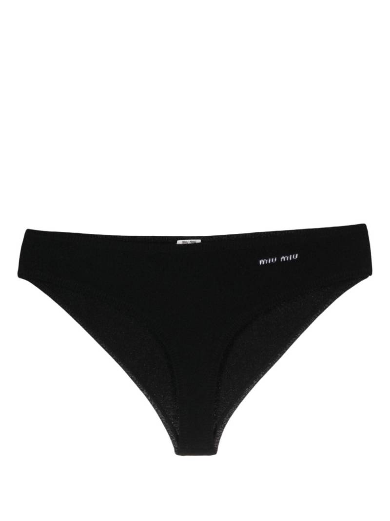 Miu Miu logo-intarsia cashmere-blend briefs - Black von Miu Miu