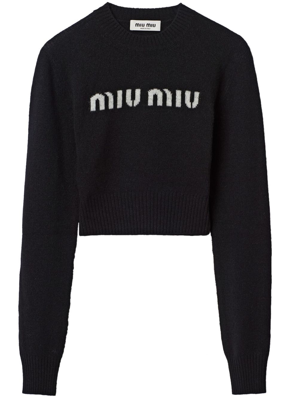 Miu Miu logo-intarsia cashmere jumper - Black von Miu Miu