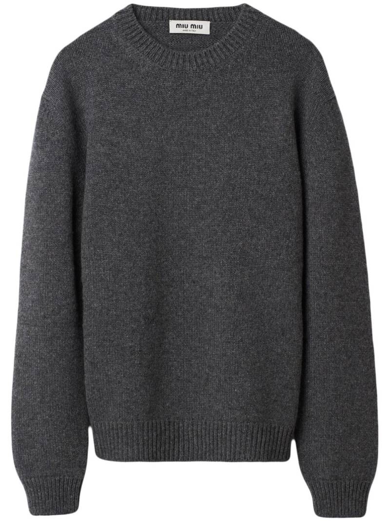 Miu Miu logo-intarsia cashmere jumper - Grey von Miu Miu