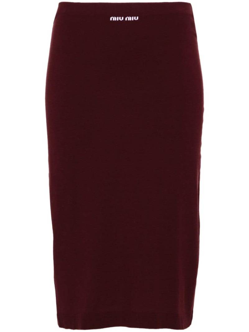 Miu Miu logo-jacquard midi skirt - Red von Miu Miu