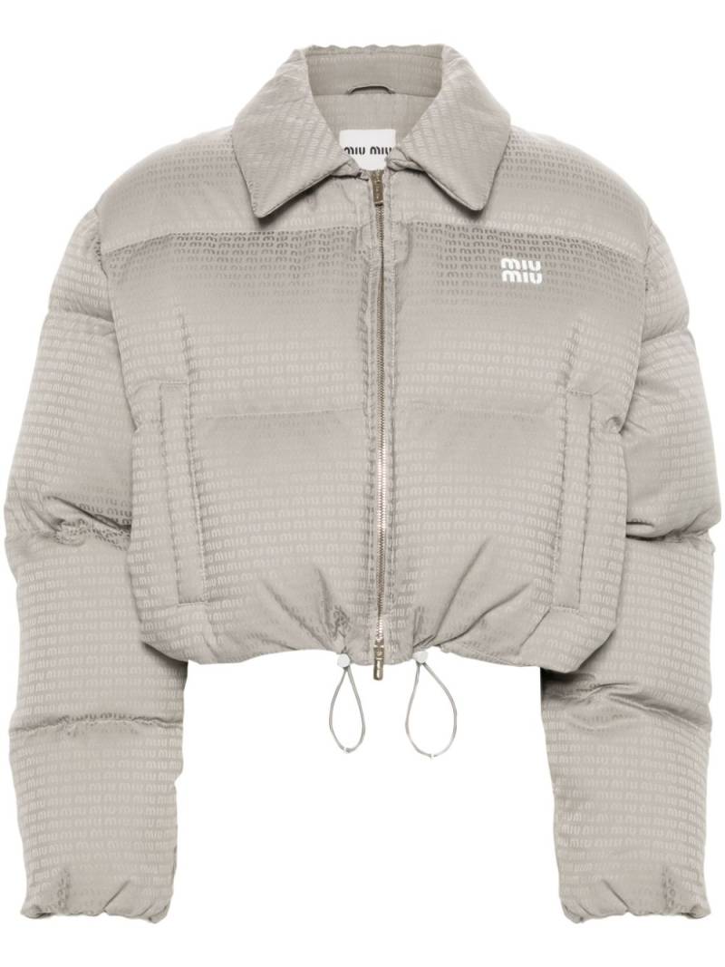 Miu Miu logo-jacquard puffer jacket - Grey von Miu Miu