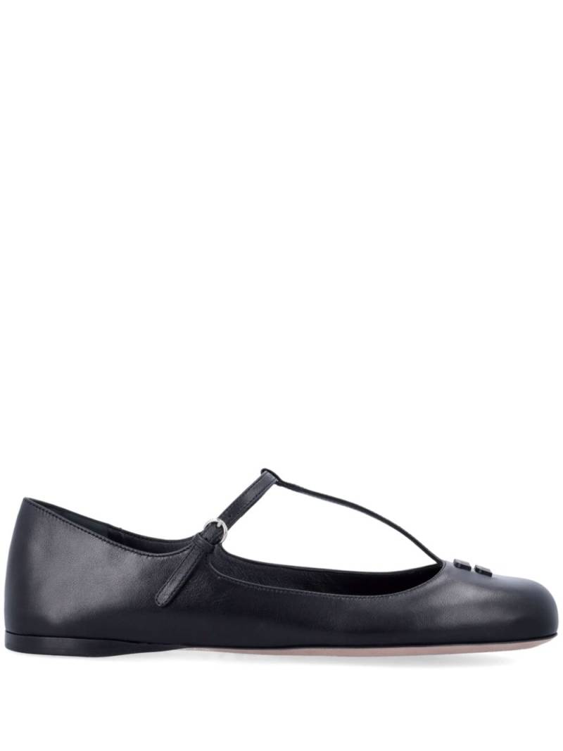 Miu Miu logo-lettering ballerina shoes - Black von Miu Miu