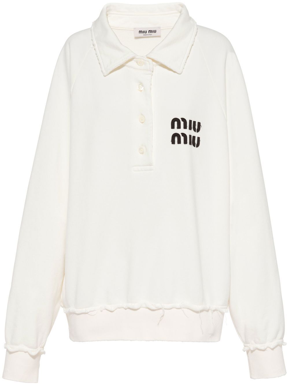 Miu Miu logo-patch polo sweatshirt - White von Miu Miu