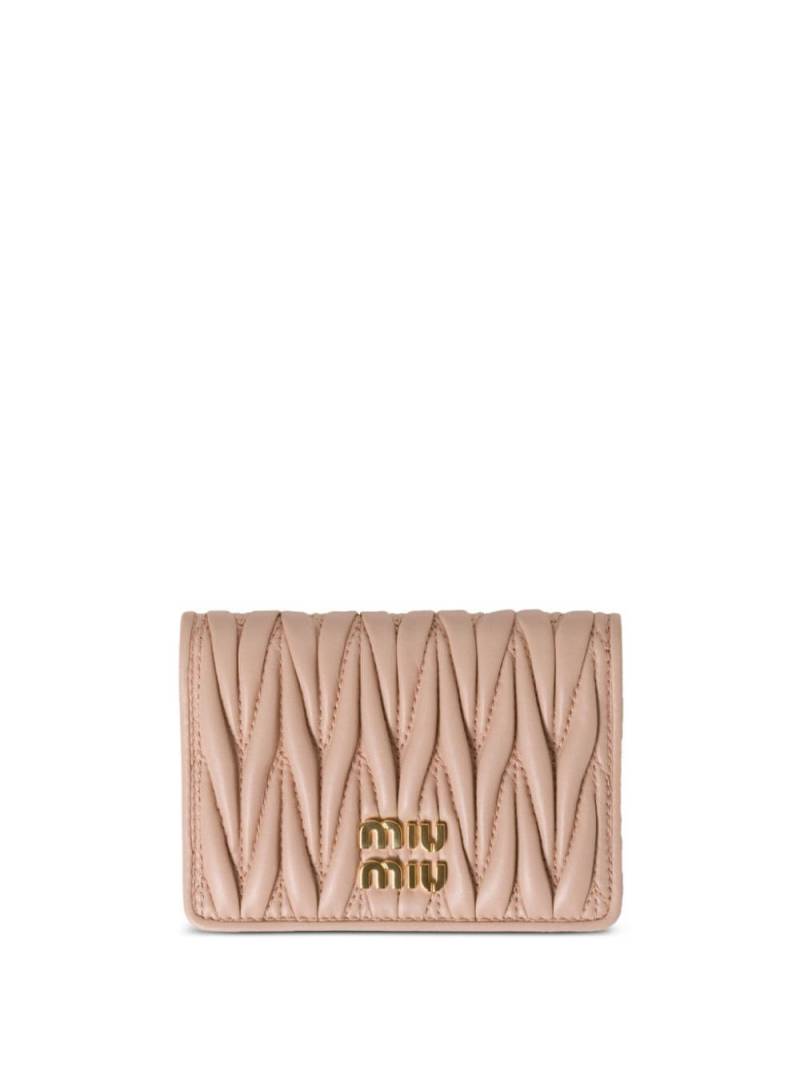 Miu Miu logo-plaque matelassé-effect wallet - Pink von Miu Miu