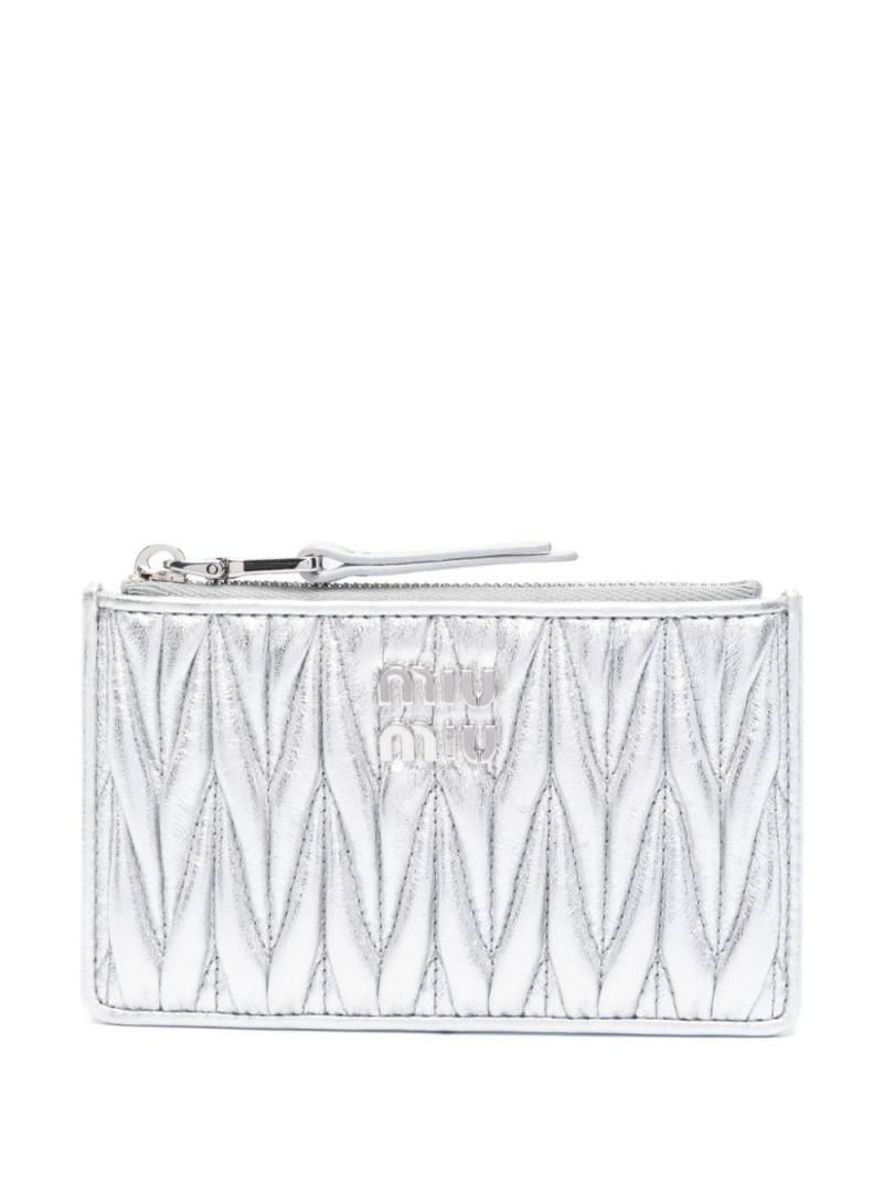 Miu Miu logo-plaque matelassé wallet - Silver von Miu Miu