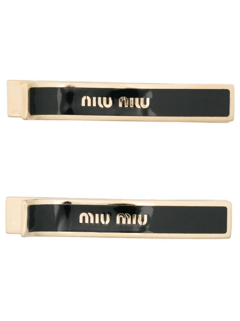 Miu Miu logo-print hair clip - Black von Miu Miu