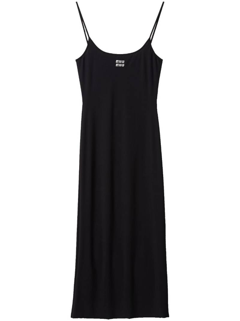 Miu Miu logo-print jersey midi dress - Black von Miu Miu