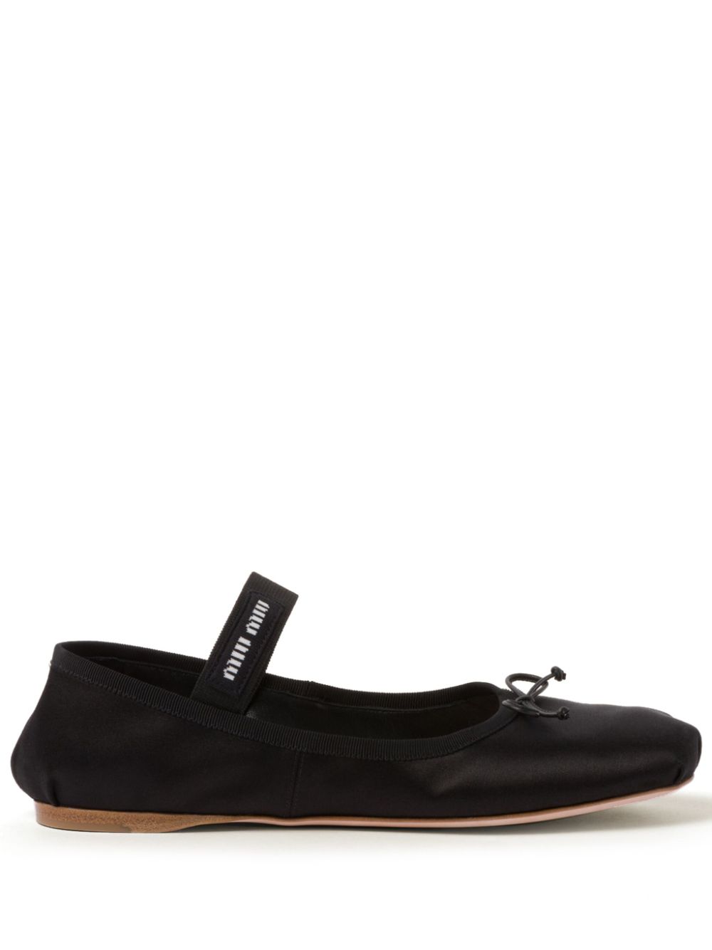 Miu Miu logo-strap ballerina shoes - Black von Miu Miu