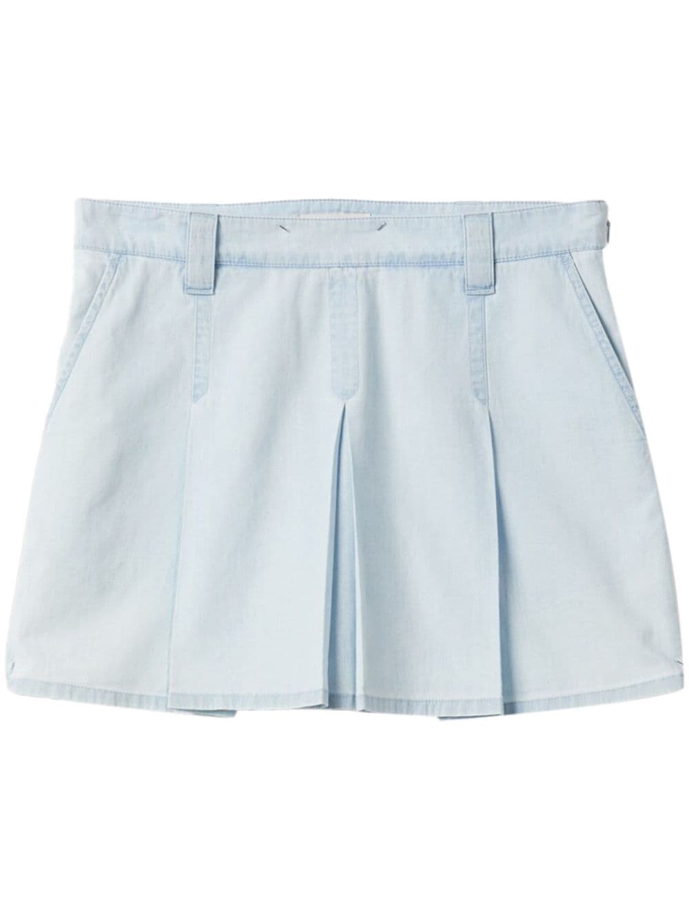 Miu Miu low-rise pleated chambray skirt - Blue von Miu Miu