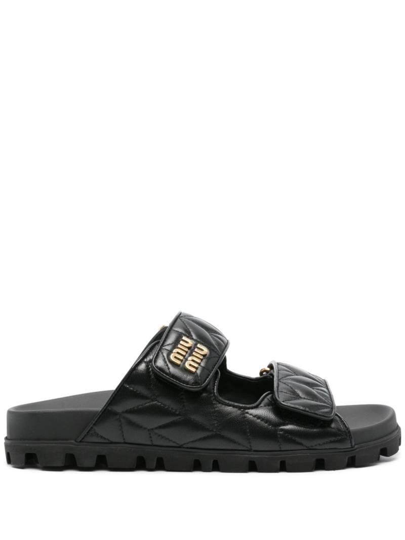 Miu Miu matelassé leather sandals - Black von Miu Miu