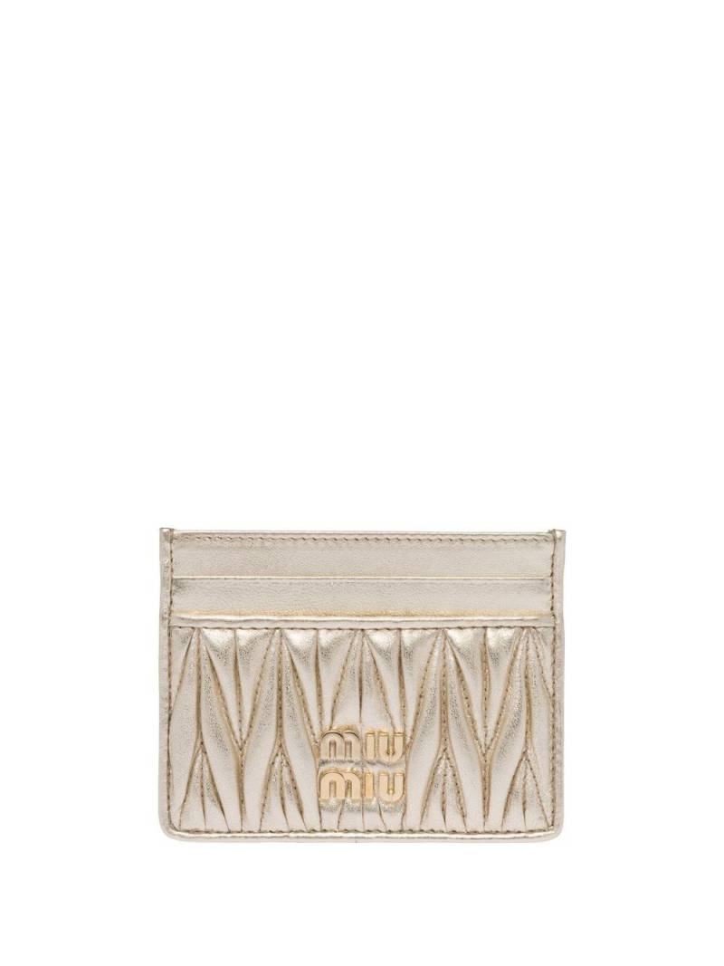 Miu Miu matelassé nappa leather card holder - Neutrals von Miu Miu