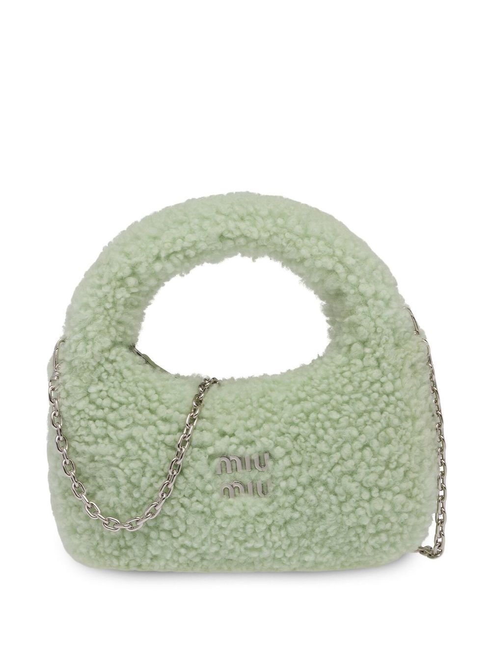 Miu Miu mini Wander shearling shoulder bag - Green von Miu Miu