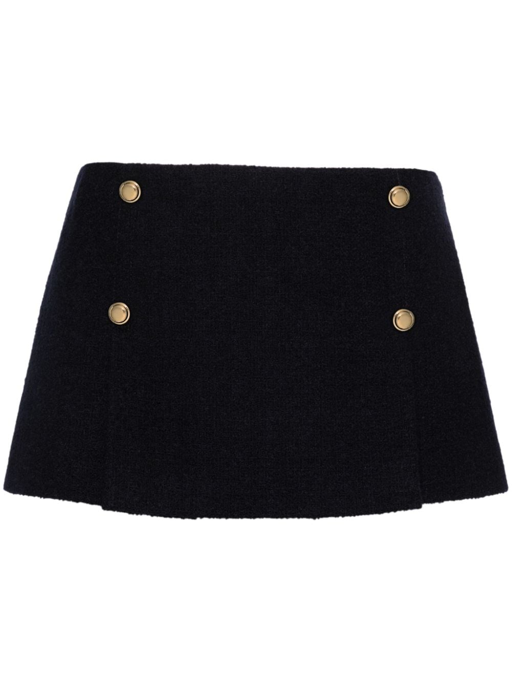 Miu Miu pleat-detail tweed skirt - Blue von Miu Miu