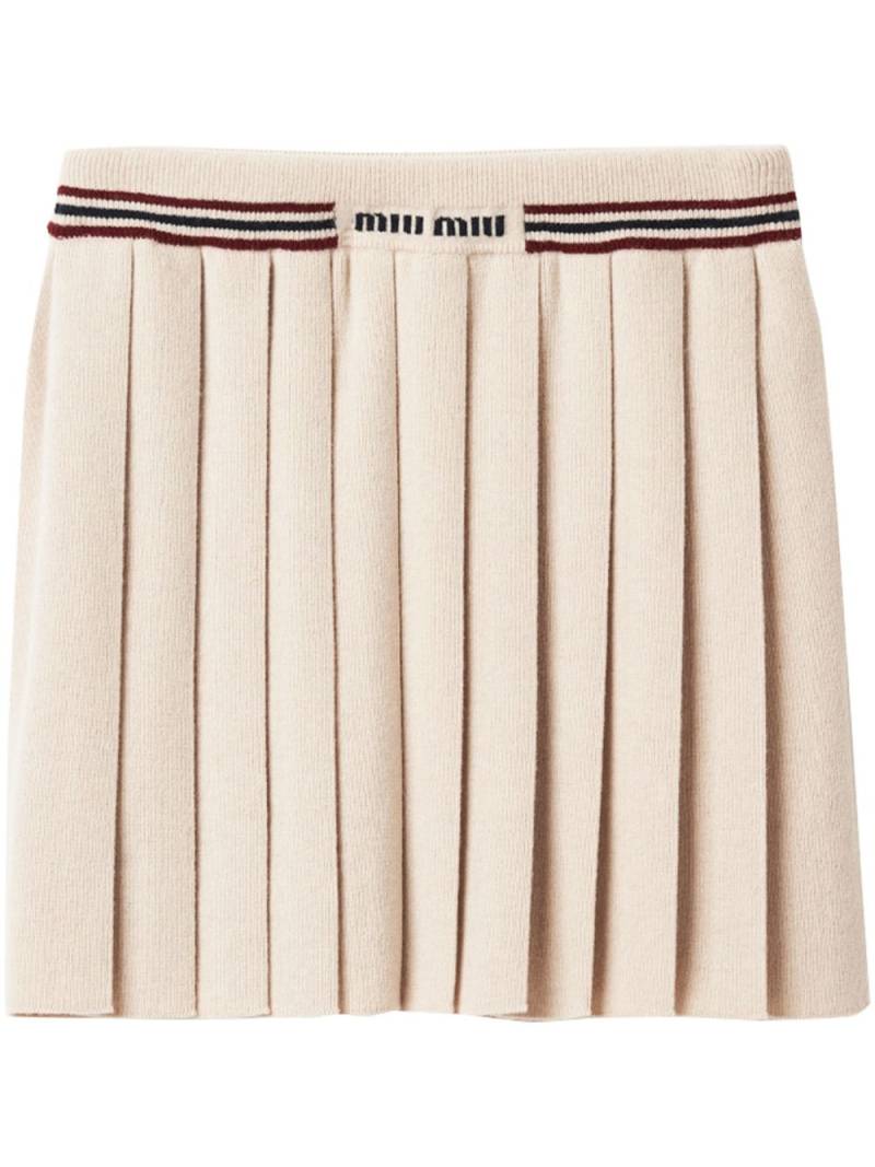 Miu Miu pleated knitted cashmere miniskirt - Neutrals von Miu Miu