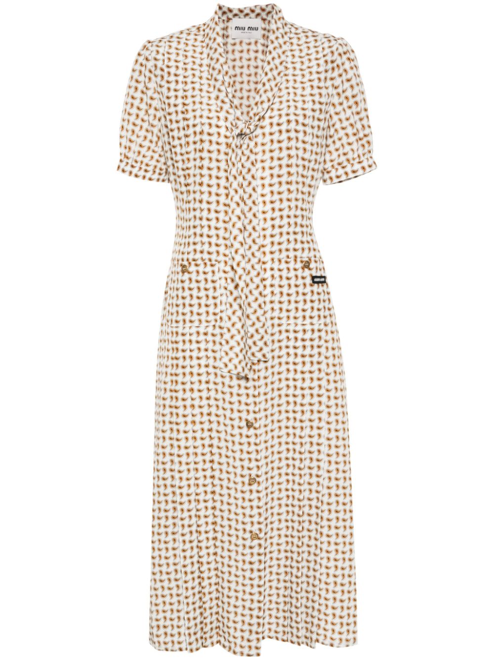 Miu Miu pleated paisley-print dress - White von Miu Miu