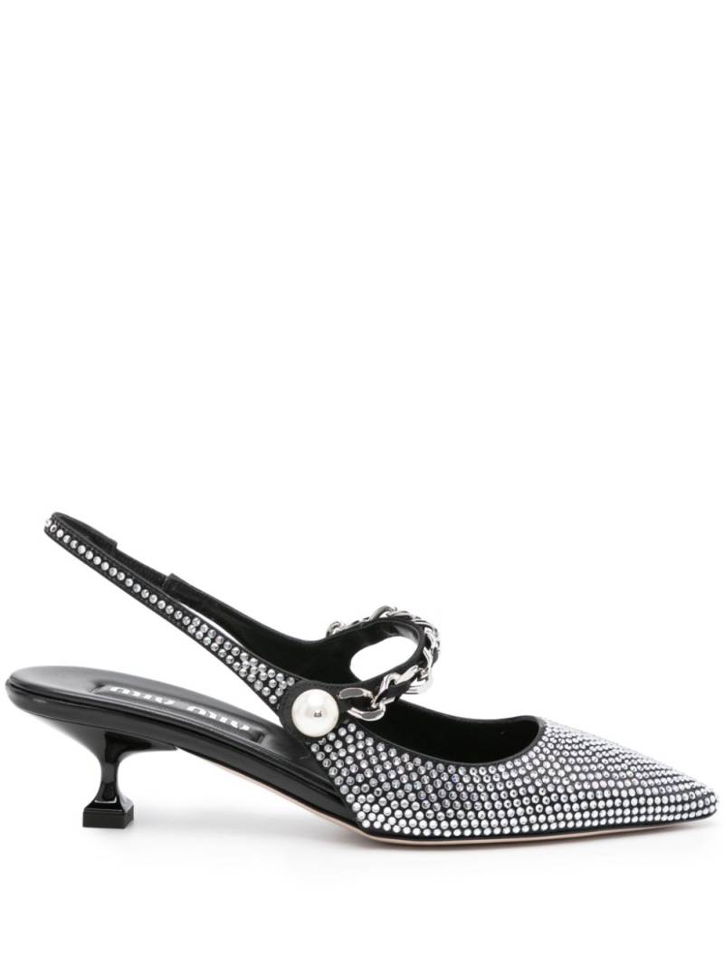 Miu Miu rhinestone-embellished pointed-toe pumps - Black von Miu Miu