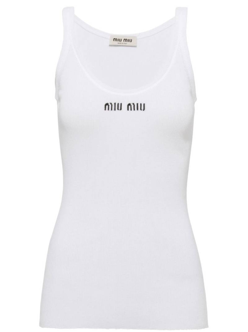 Miu Miu ribbed knit cotton tank top - White von Miu Miu