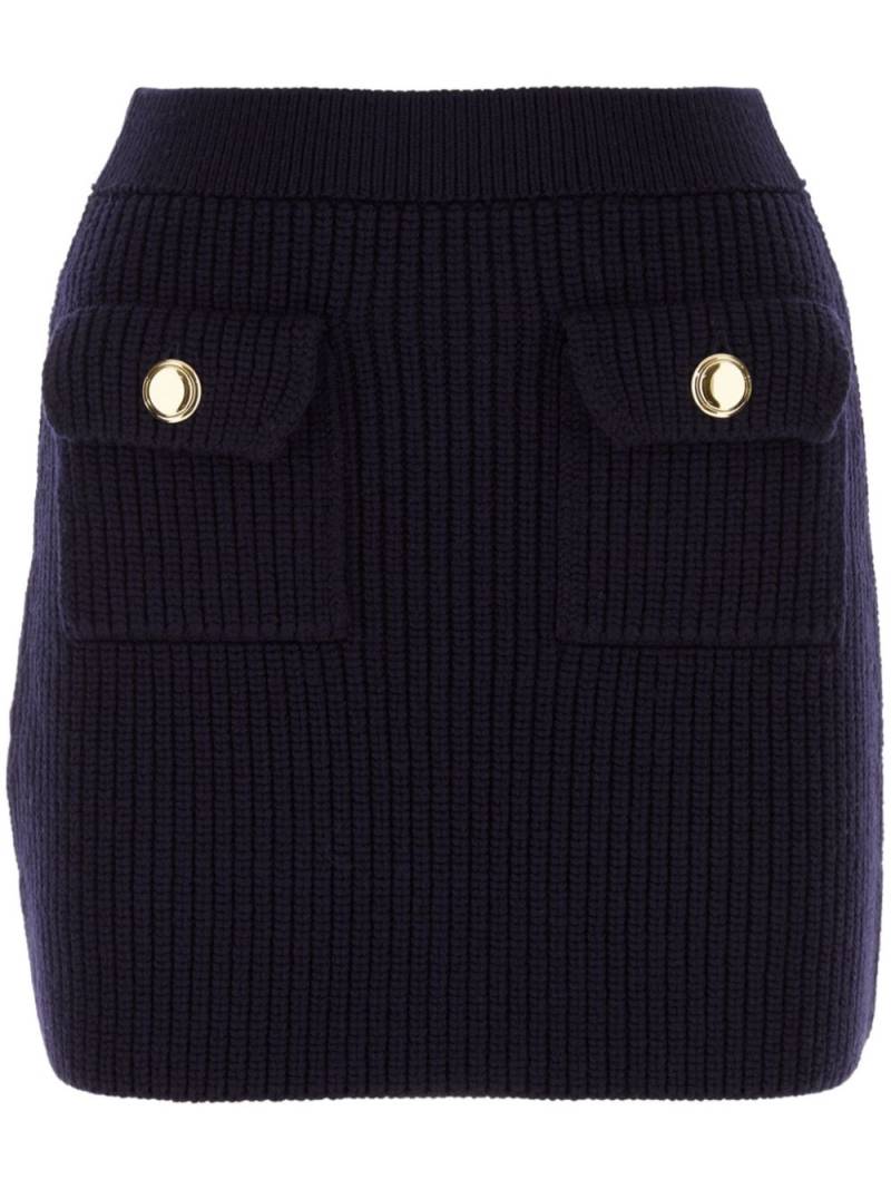 Miu Miu ribbed-knit wool miniskirt - Blue von Miu Miu