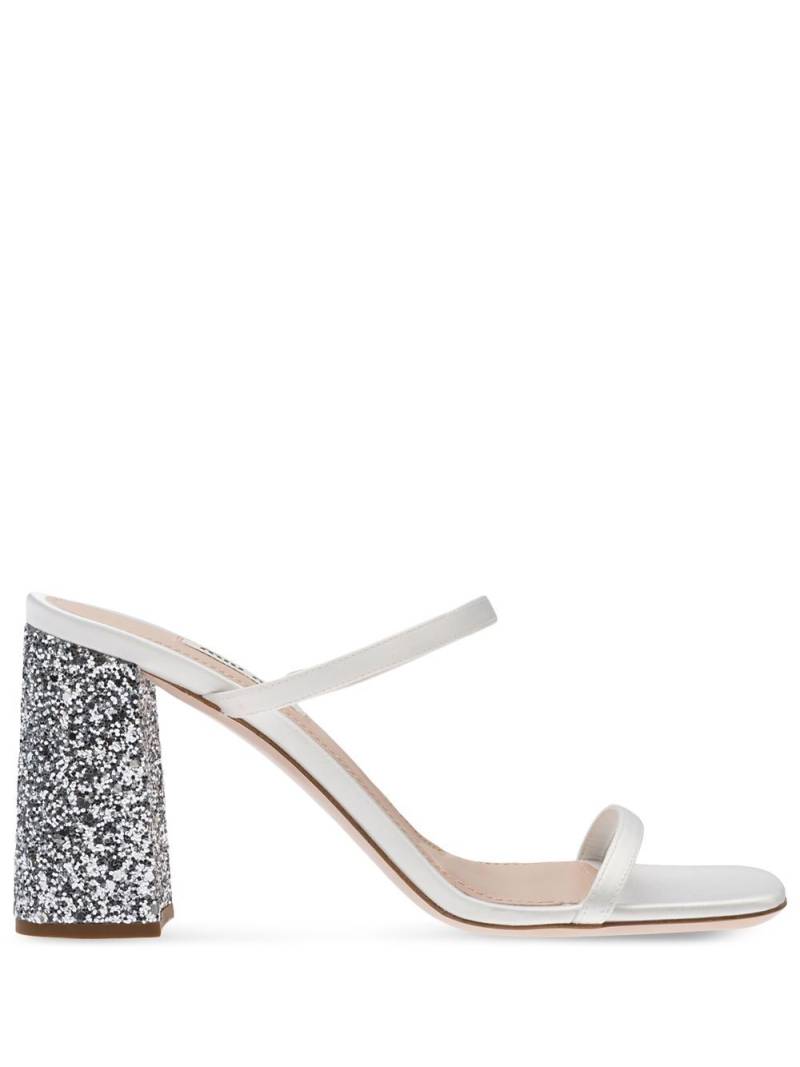 Miu Miu satin-finish glittered mules - White von Miu Miu